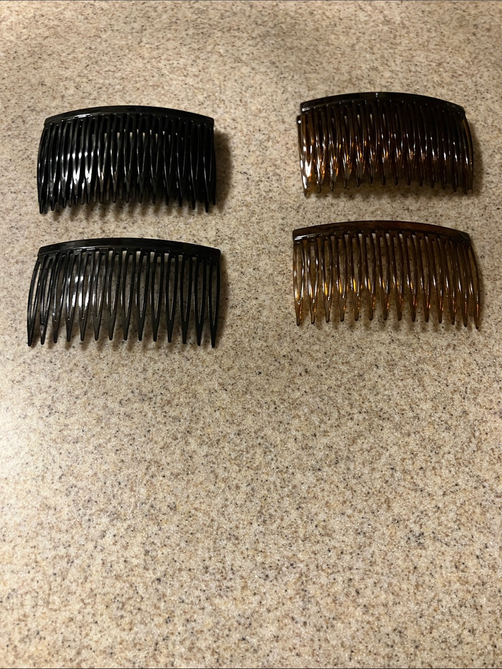 Set of 4 Decorative Hair Comb Clips - Black & Tortoiseshell